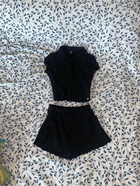 SHEIN Black Two-Piece Swim Coverup Set